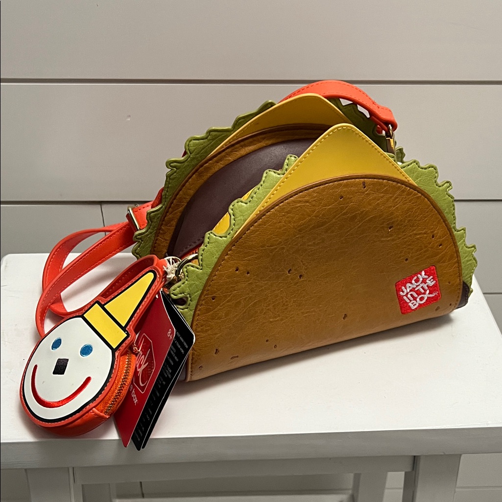 Nwt Jack In The Box Loungefly Novelty Taco Crossbody Bag - Yellow/Green/Orange